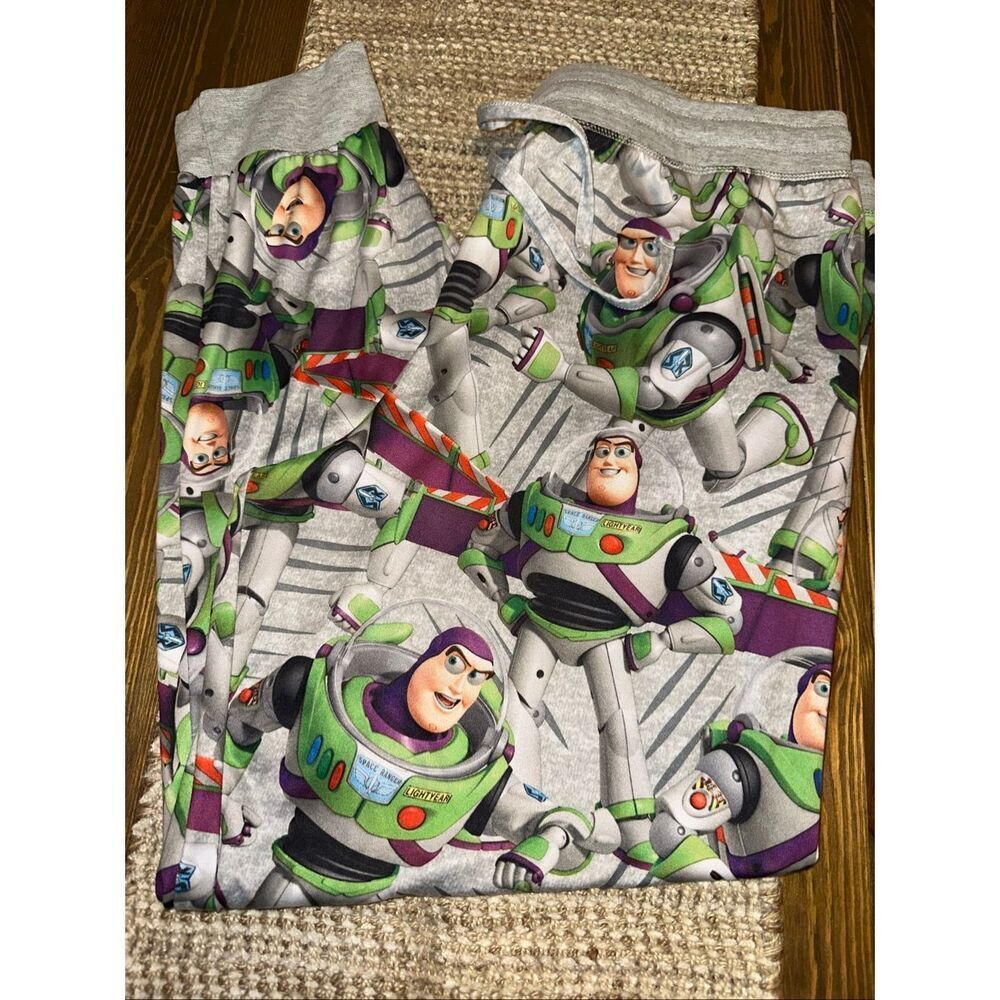 Toy Story Mens Gray Buzz Lightyear AOP Sleep Lounge Pants Pajama Bottoms Size XL